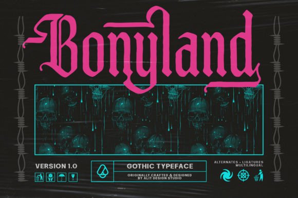 Unleash the Raw Power of Vintage Typography with Bonyland Blackletter Font